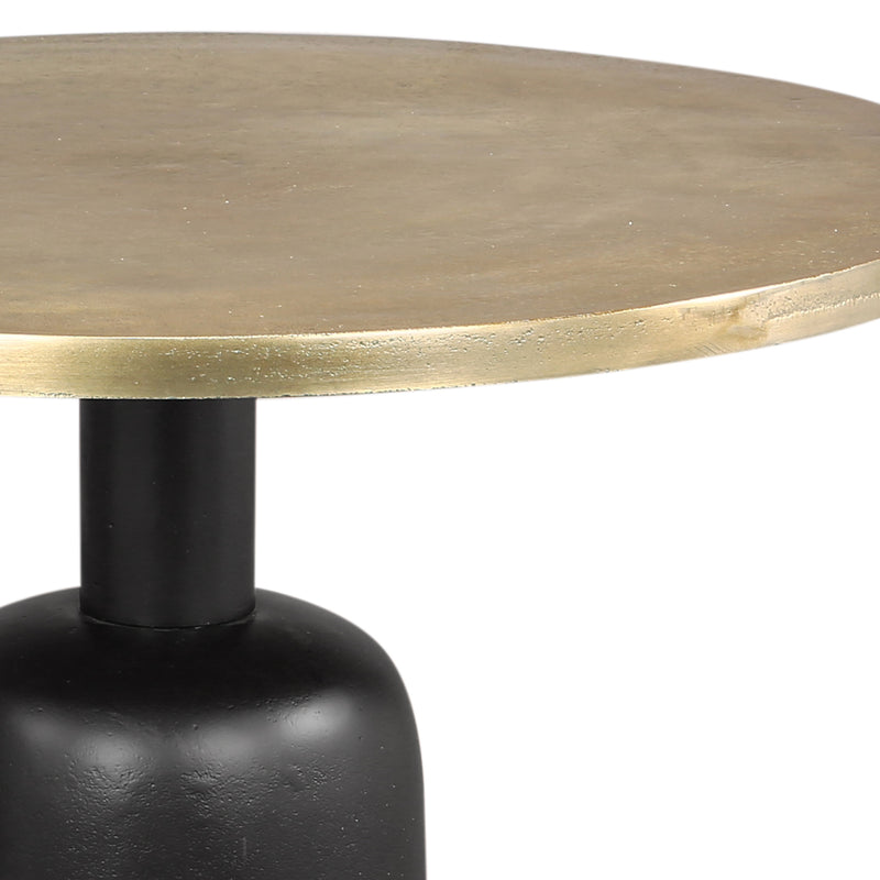 Adira 2pc Round Coffee Table Set: Antique Gold & Black Rustic Modern Design