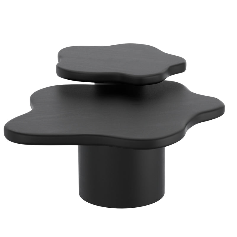 Mayal 2pc Coffee Table Set in Black: Mid-Century Modern Freeform Design for Any Home
