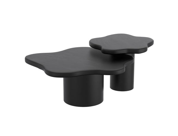 Mayal 2pc Coffee Table Set in Black: Mid-Century Modern Freeform Design for Any Home