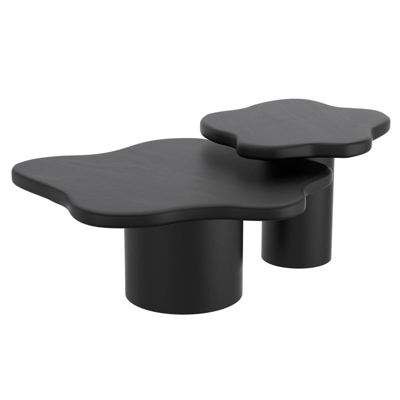 Mayal 2pc Coffee Table Set in Black: Mid-Century Modern Freeform Design for Any Home
