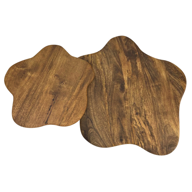 Mayal 2pc Modern Walnut Coffee Table Set, Solid Mango Wood, Nesting Design