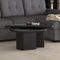 Modern Black 2-Piece Triangle Coffee Table Set with Solid Mango Wood