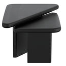Modern Black 2-Piece Triangle Coffee Table Set with Solid Mango Wood