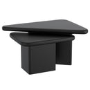 Modern Black 2-Piece Triangle Coffee Table Set with Solid Mango Wood