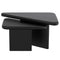 Modern Black 2-Piece Triangle Coffee Table Set with Solid Mango Wood