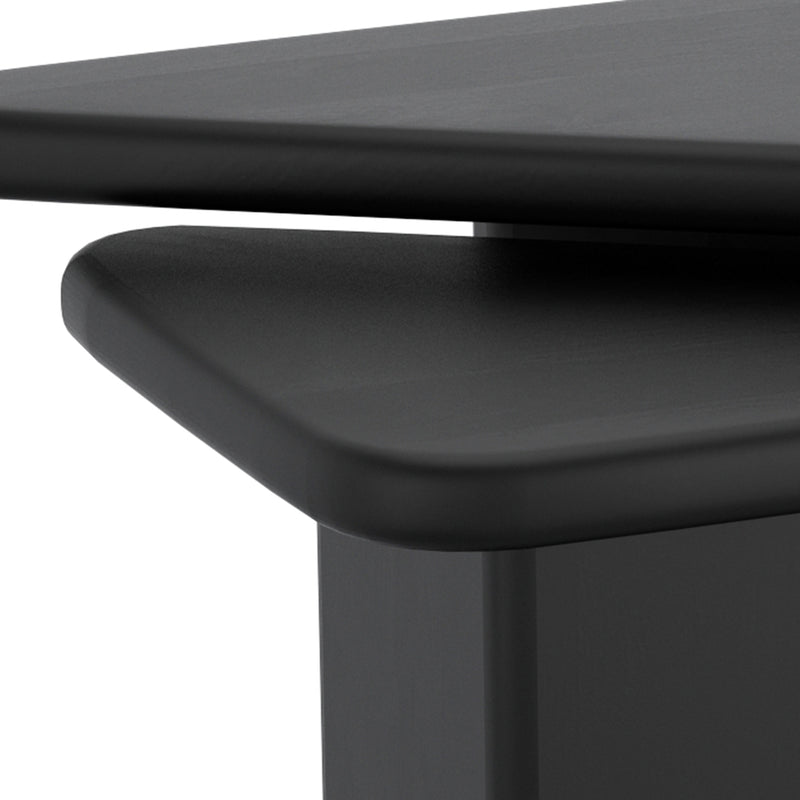 Modern Black 2-Piece Triangle Coffee Table Set with Solid Mango Wood
