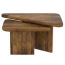 Draco 2-Piece Mid-Century Modern Solid Mango Wood Nesting Coffee Table Set