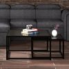 Quinn 2-Piece Contemporary Black Coffee Table Set with Nested Design