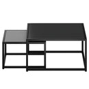 Quinn 2-Piece Contemporary Black Coffee Table Set with Nested Design