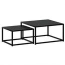 Quinn 2-Piece Contemporary Black Coffee Table Set with Nested Design