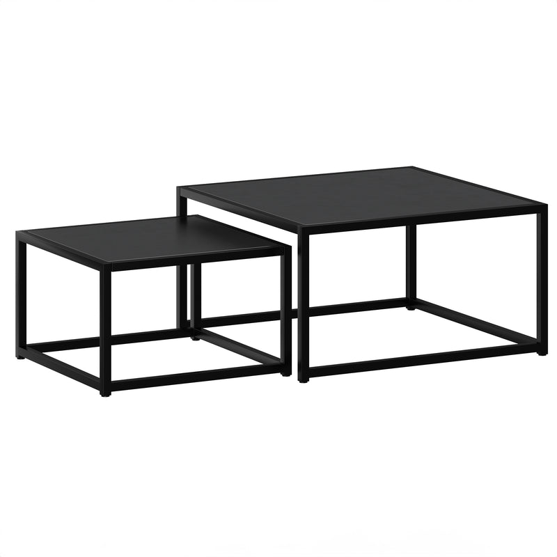 Quinn 2-Piece Contemporary Black Coffee Table Set with Nested Design