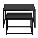 Quinn 2-Piece Contemporary Black Coffee Table Set with Nested Design