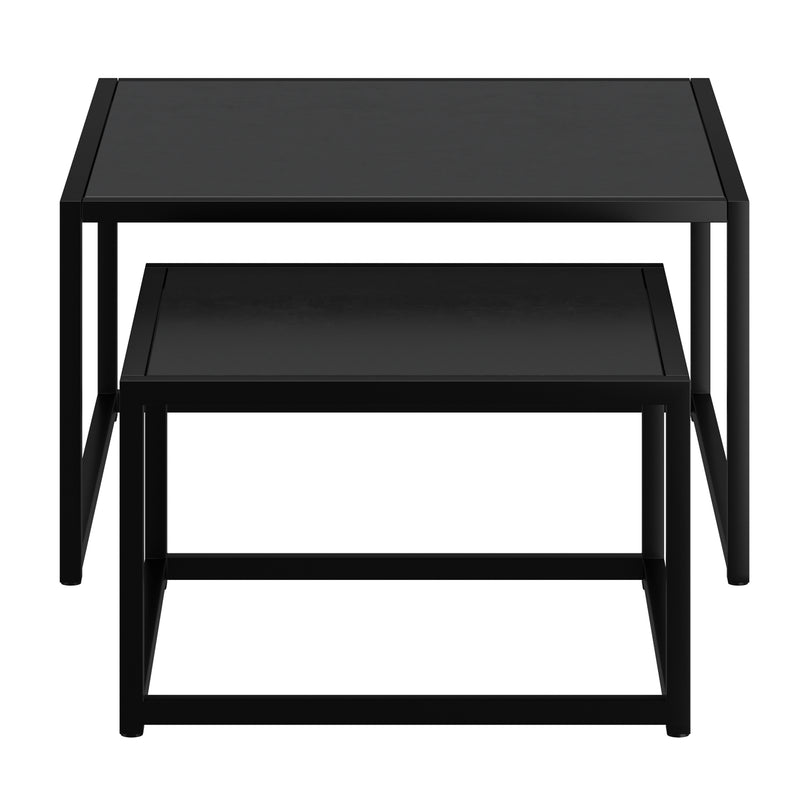Quinn 2-Piece Contemporary Black Coffee Table Set with Nested Design