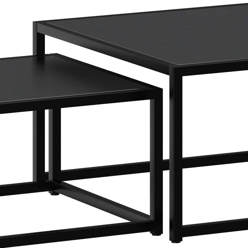 Quinn 2-Piece Contemporary Black Coffee Table Set with Nested Design