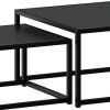 Quinn 2-Piece Contemporary Black Coffee Table Set with Nested Design