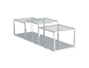 Casini 3-Piece Multi-Tier Coffee Table Set: Silver Finish, Clear Tempered Glass