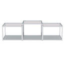 Casini 3-Piece Multi-Tier Coffee Table Set: Silver Finish, Clear Tempered Glass