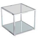 Casini 3-Piece Multi-Tier Coffee Table Set: Silver Finish, Clear Tempered Glass