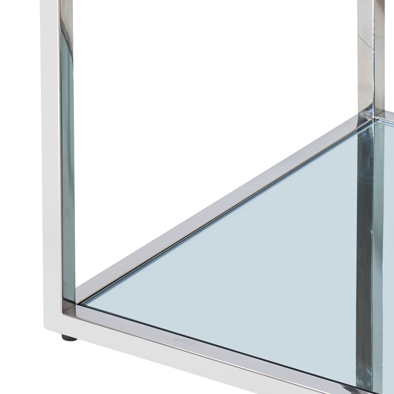 Casini 3-Piece Multi-Tier Coffee Table Set: Silver Finish, Clear Tempered Glass