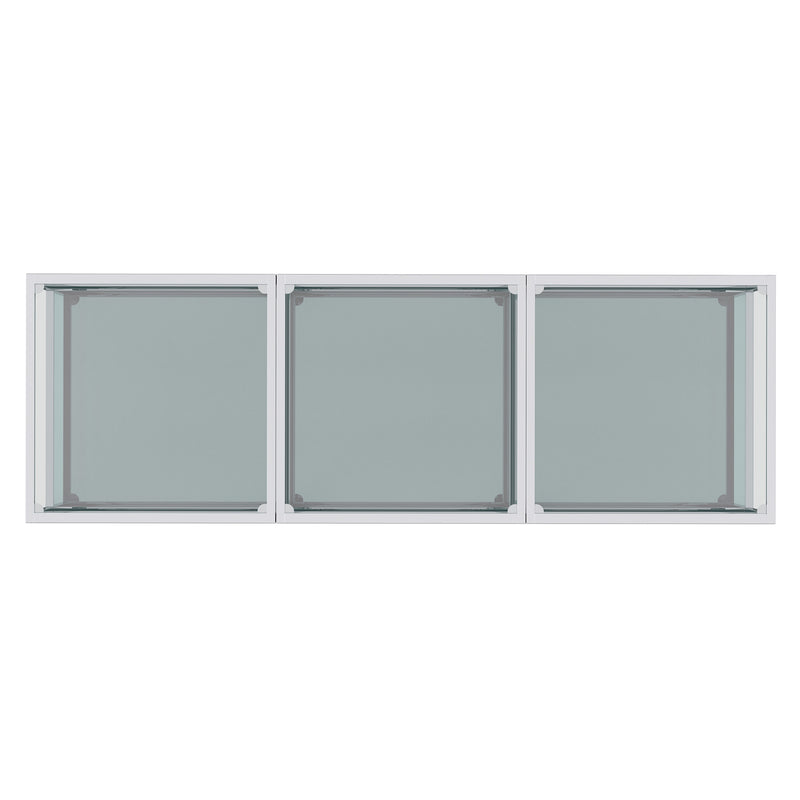 Casini 3-Piece Multi-Tier Coffee Table Set: Silver Finish, Clear Tempered Glass