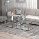 Casini 3-Piece Small Modern Modular Silver Chrome Coffee Table Set
