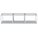Casini 3-Piece Small Modern Modular Silver Chrome Coffee Table Set