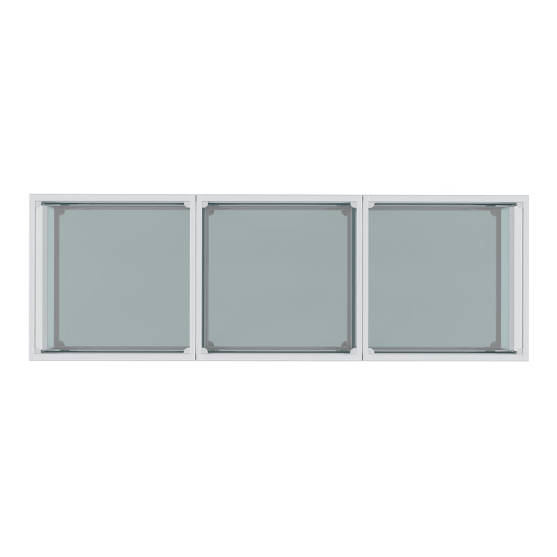 Casini 3-Piece Small Modern Modular Silver Chrome Coffee Table Set