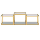 Elegant Casini 3-Piece Multi-Tier Coffee Table Set with Gold Finish and Glass