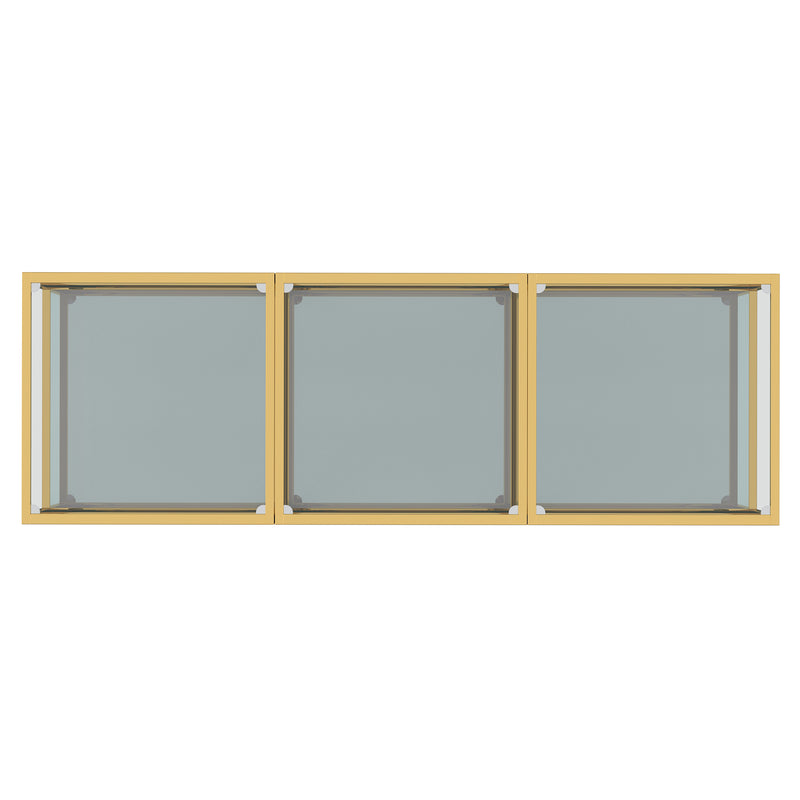 Elegant Casini 3-Piece Multi-Tier Coffee Table Set with Gold Finish and Glass