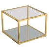 Elegant Casini 3-Piece Modular Gold Coffee Table Set with Mirrored Glass