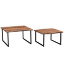 Jivin 2-Piece Nesting Coffee Table Set: Natural Acacia Wood & Black Iron Frame