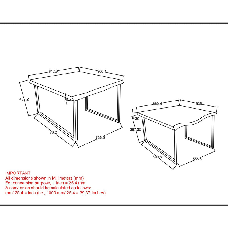 Jivin 2-Piece Nesting Coffee Table Set: Natural Acacia Wood & Black Iron Frame