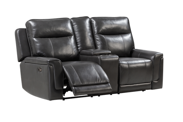 Serene Power Recliner Loveseat With Console (Charcoal)