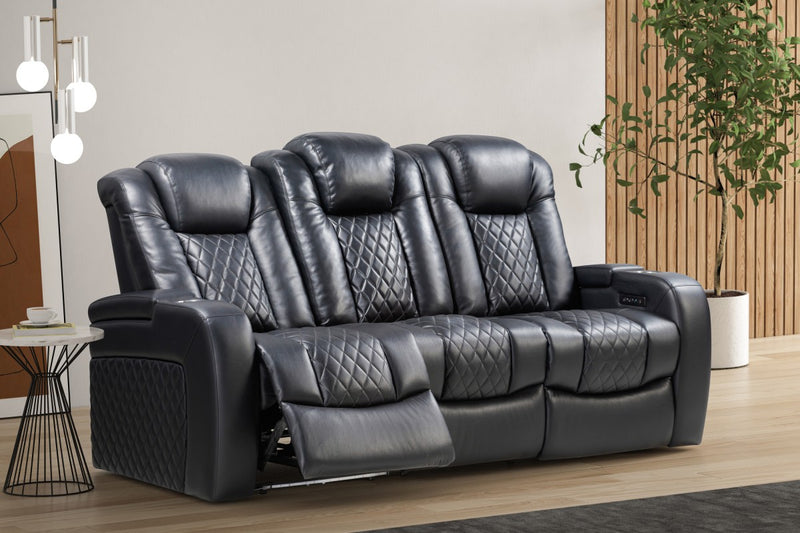 Power Recliner Sofa With USB Chargers + LED Lights & More (Black)