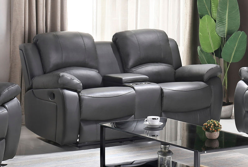 Boryx Recliner Loveseat With Console (Grey)