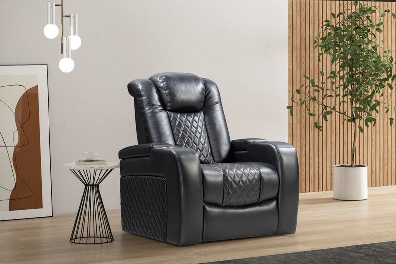 Power Recliner Chair With USB Charger LED Lights More Black