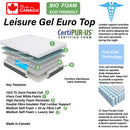 LEISURE GEL EURO TOP POCKET COIL TRI ZONE HYBRID MATTRESS (MADE IN CANADA)