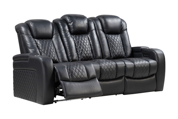 Power Recliner Sofa With USB Chargers + LED Lights & More (Black)