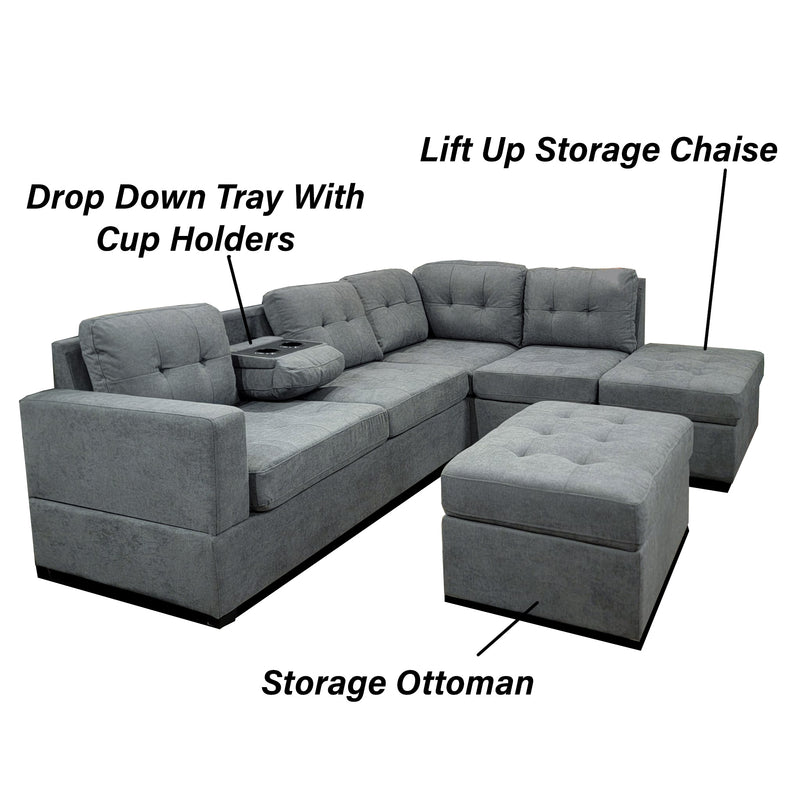 9289 Sectional With Free Storage Ottoman