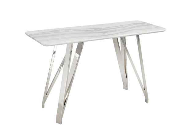 Ella Sofa Table (White & Silver)