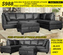 Julia Reversible Sectional Availabe In Grey - Black - Brown