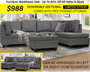 Julia Reversible Sectional Availabe In Grey - Black - Brown