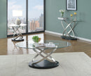 Chantal 3 Piece Coffee Table Set With Sofa Table (Black & Silver)