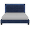 Rome Blue Velvet Platform bed With Light