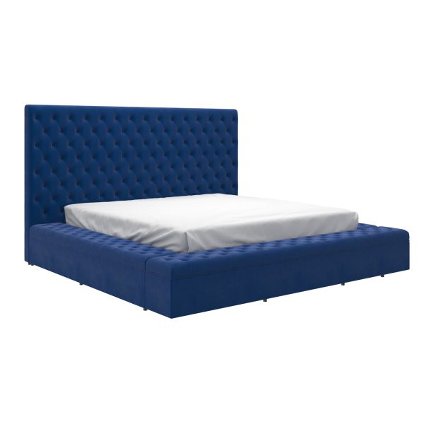 Adonis 78" King Platform Bed with Storage in Blue