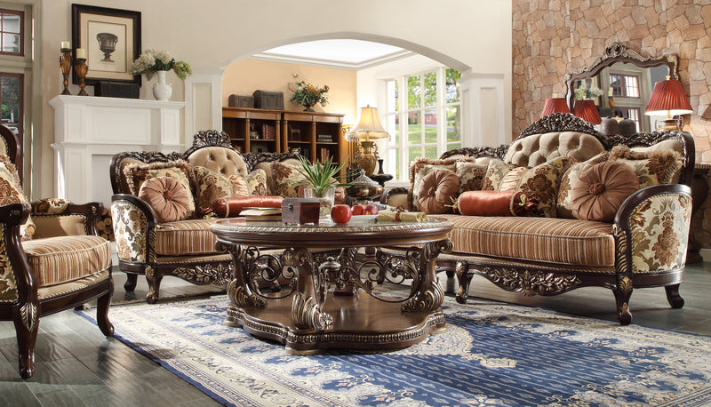 Traditional Sofa Set with Wood Carving 