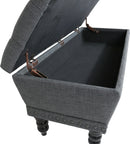 Jenny Grey Tufted Storage Upholstered Ottoman - Furniture Warehouse Brampton