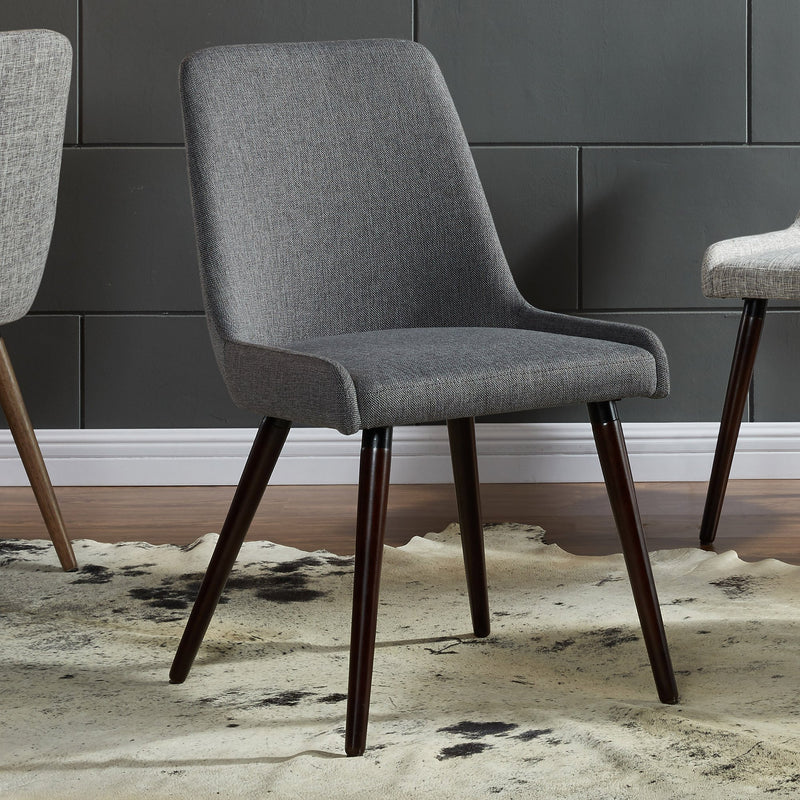 Amy Side Chair, set of 2, in Dark Grey & Walnut Legs - sydneysfurniture
