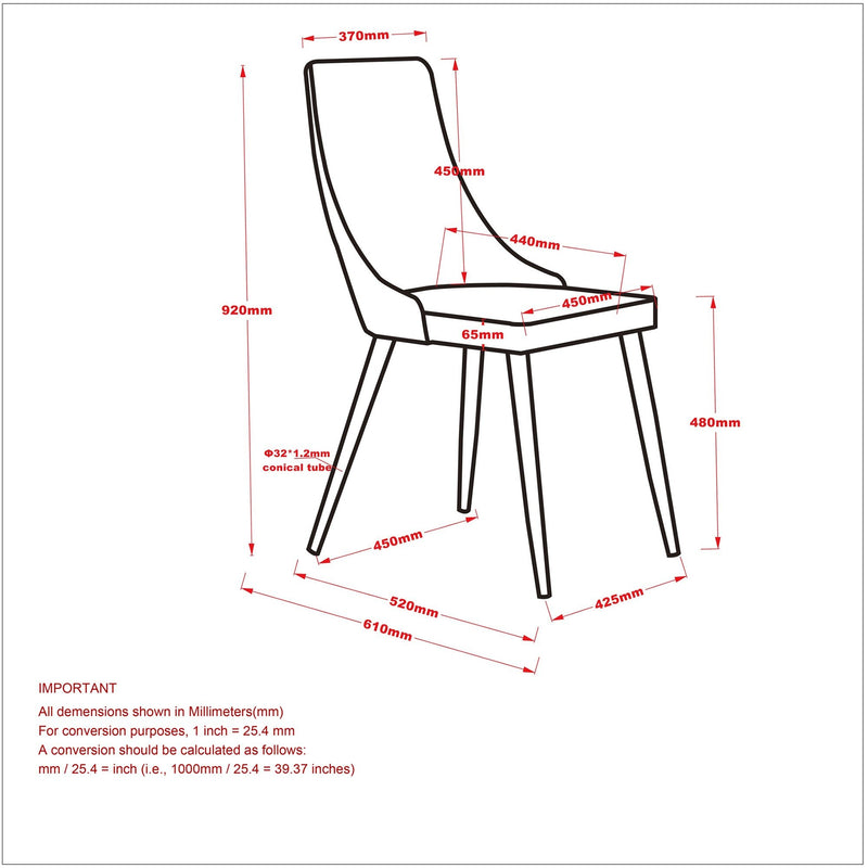 Carmen Side Chair, set of 2, in Black - sydneysfurniture