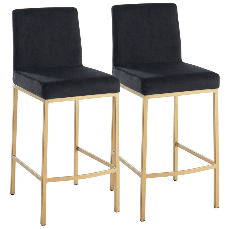 Diaz 26'' Counter Stool, set of 2, in Black with Gold Legs - sydneysfurniture